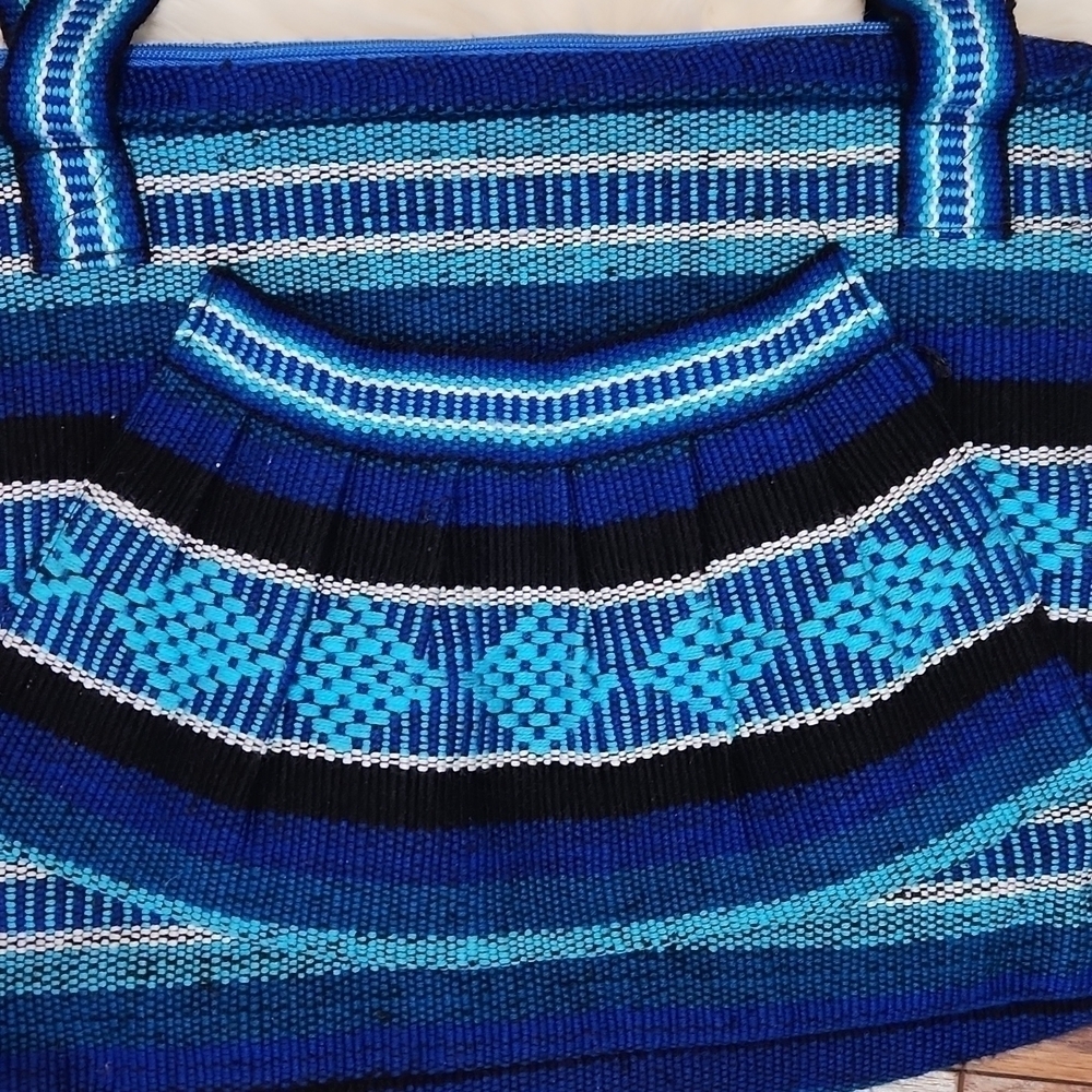 Pinzon Boho Mexican Handmade Blue Shoulder bag - Picture 3 of 4